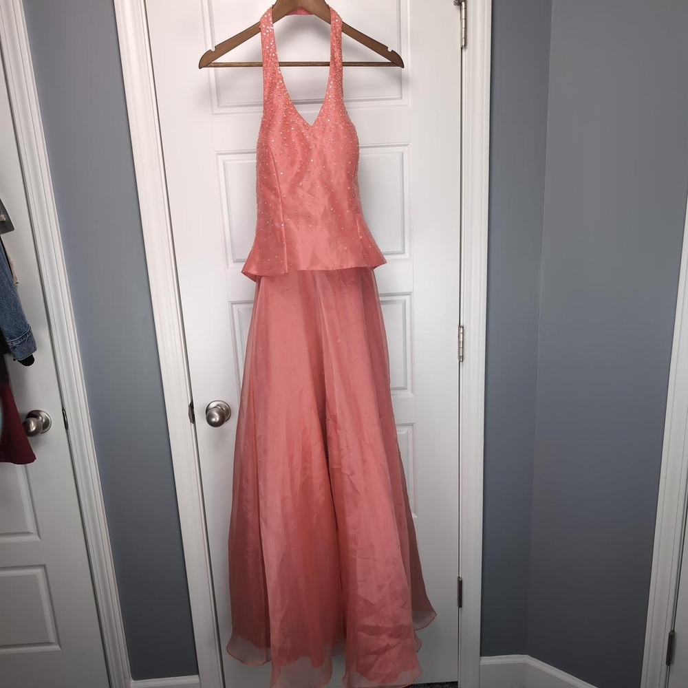 Elegant Pink Halter Gown